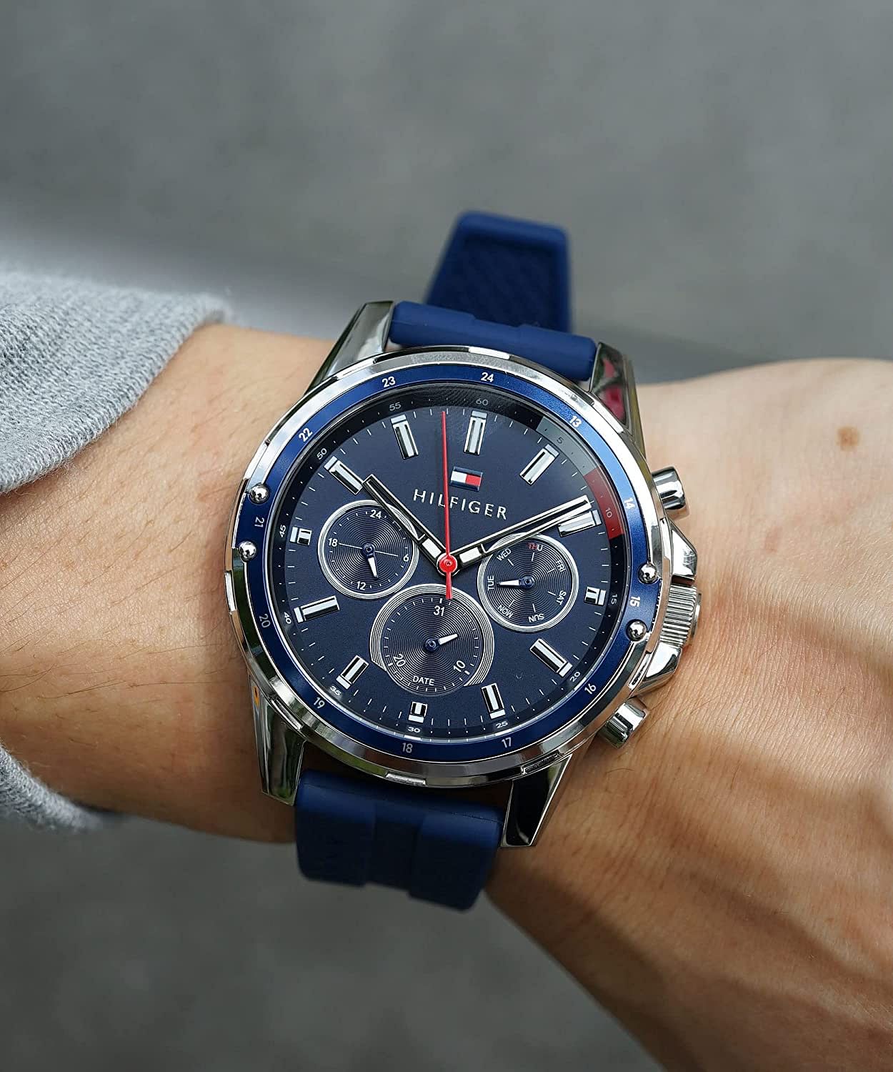 Buy Tommy Hilfiger Mens Quartz Silicone Strap Blue Dial 45mm Watch - 1791791 in Pakistan