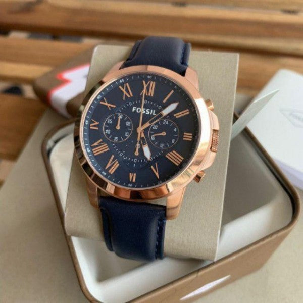 Buy Fossil Men's Quartz Chronograph Blue Leather Strap Blue Dial 44mm Watch FS4835 in Pakistan