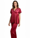 Buy Sajiero Silk PJ Set - Silk Ease - Maroon in Pakistan