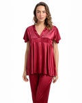 Buy Sajiero Silk PJ Set - Silk Ease - Maroon in Pakistan