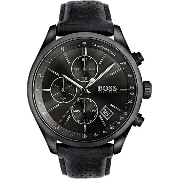 Buy Hugo Boss Mens Chronograph Quartz Leather Strap Black Dial 44mm Watch - 1513474 in Pakistan