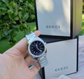 Buy Gucci G Timeless Black Dial Silver Steel Strap Watch for Men - YA142401 in Pakistan