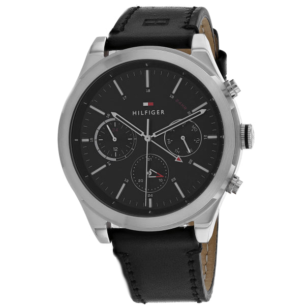 Buy Tommy Hilfiger Mens Quartz Black Leather Strap Black Dial 44mm Watch - 1791740 in Pakistan