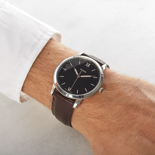 Buy Minimalist Black Dial Brown Leather Strap Watch For Men in Pakistan