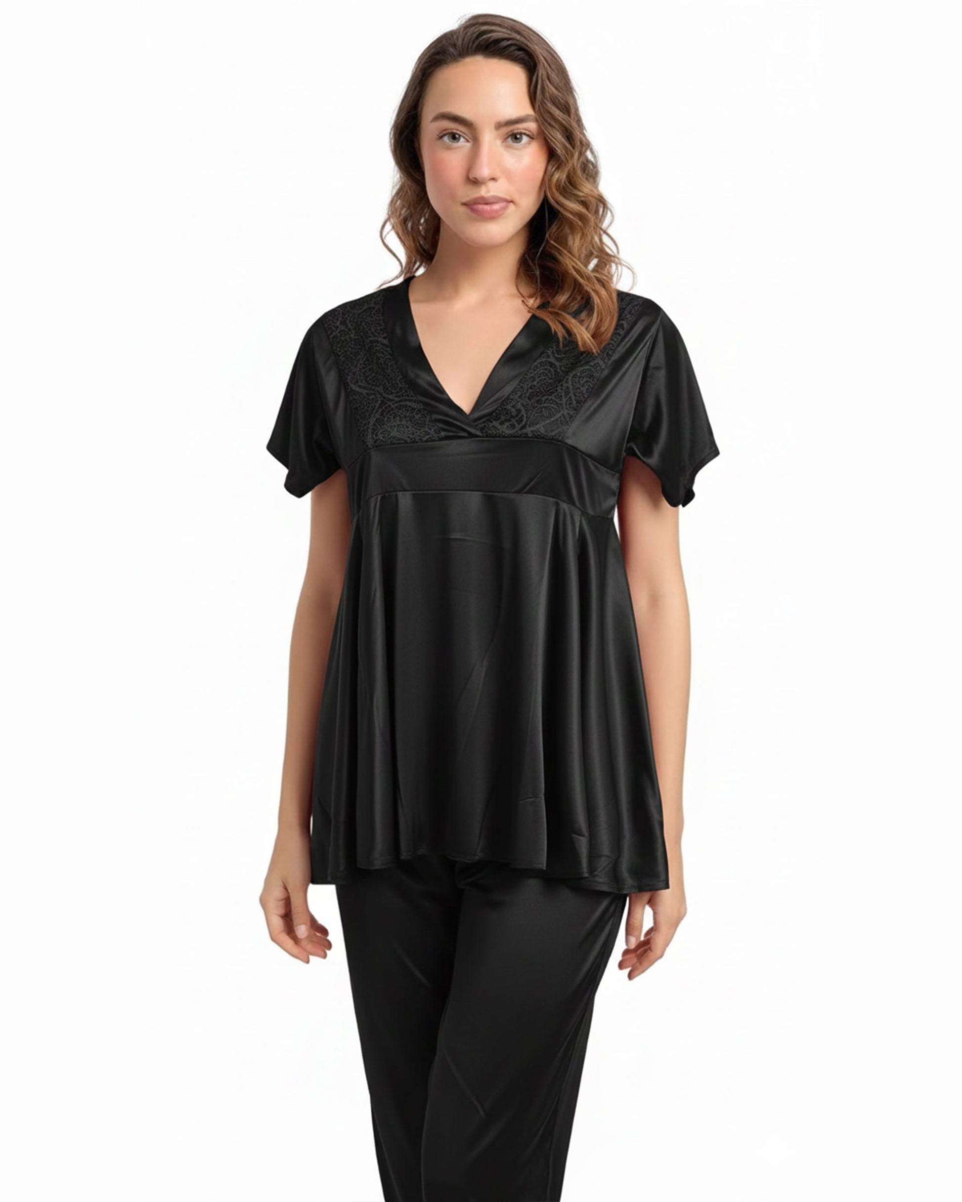 Buy Sajiero Silk PJ Set - Silk Ease - Black in Pakistan
