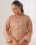 Buy Sajiero Silk Pajama Suit with Scrunchie - Cosmic Calm in Pakistan