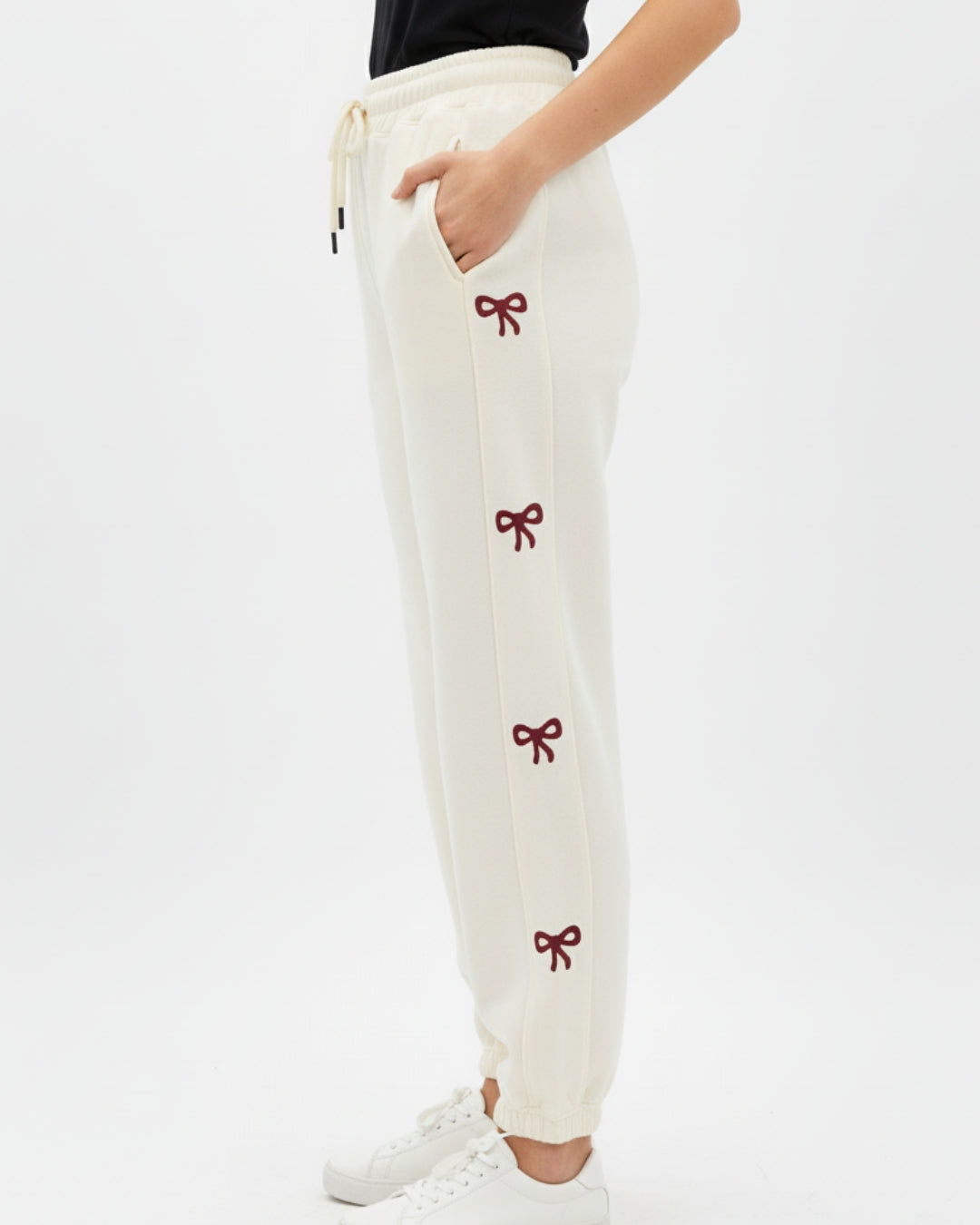 Buy Sajiero Fleece Trouser – Bow Print - Off White in Pakistan