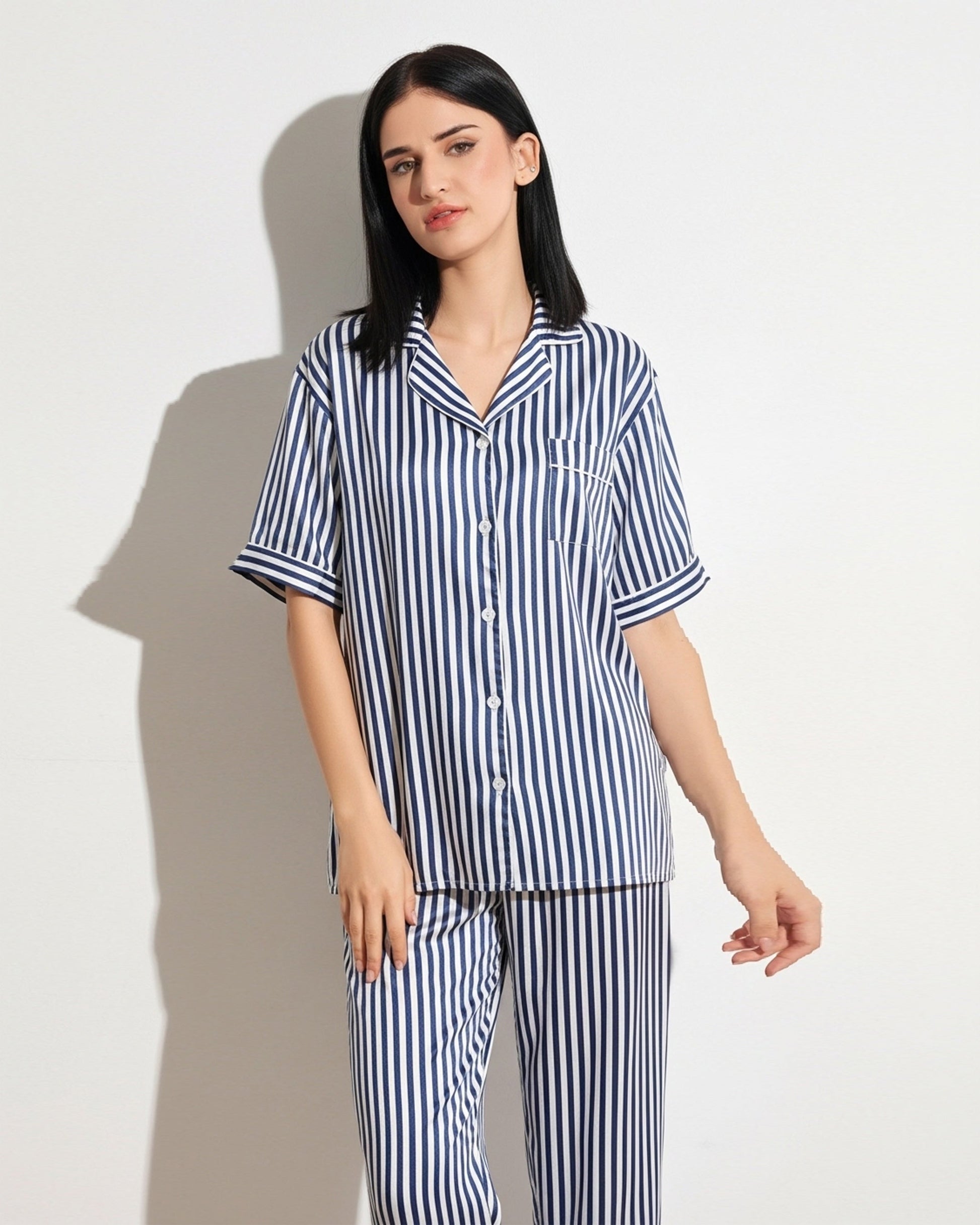 Buy Sajiero Linen Pajama Suit - Urban Stripes in Pakistan
