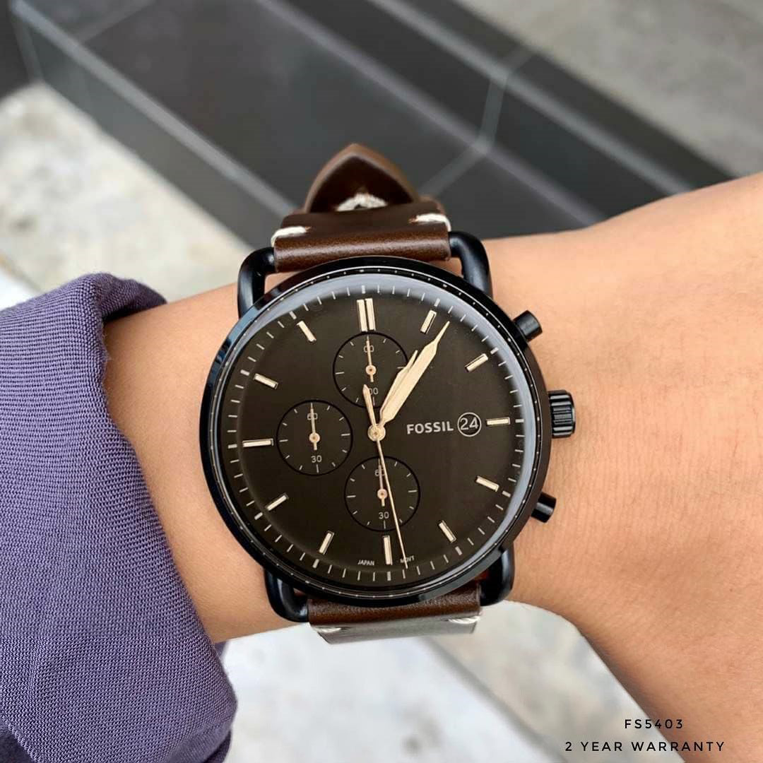 Buy Commuter Black Dial Brown Leather Strap Watch For Men in Pakistan