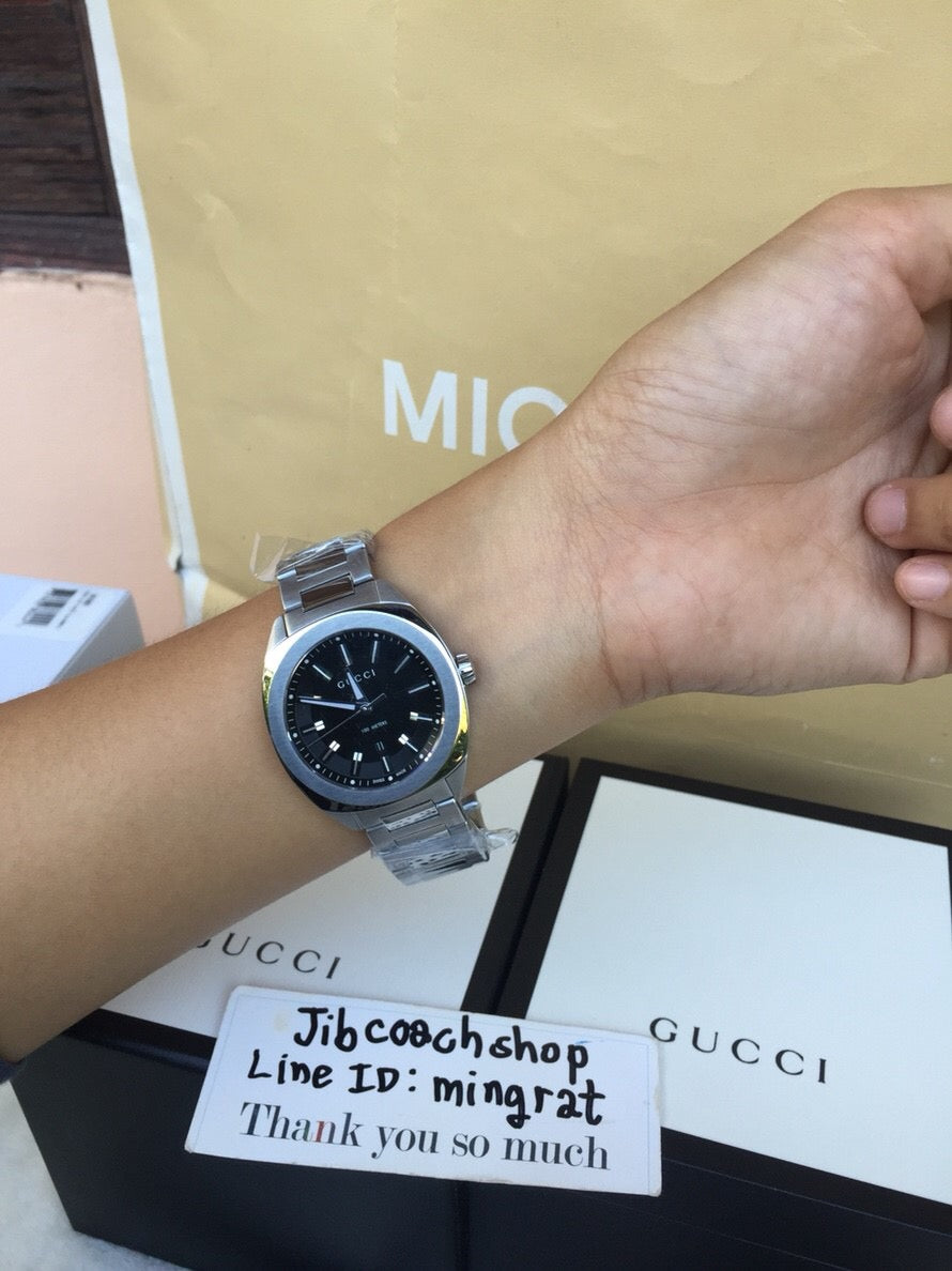 Buy Gucci G Timeless Black Dial Silver Steel Strap Watch for Men - YA142401 in Pakistan