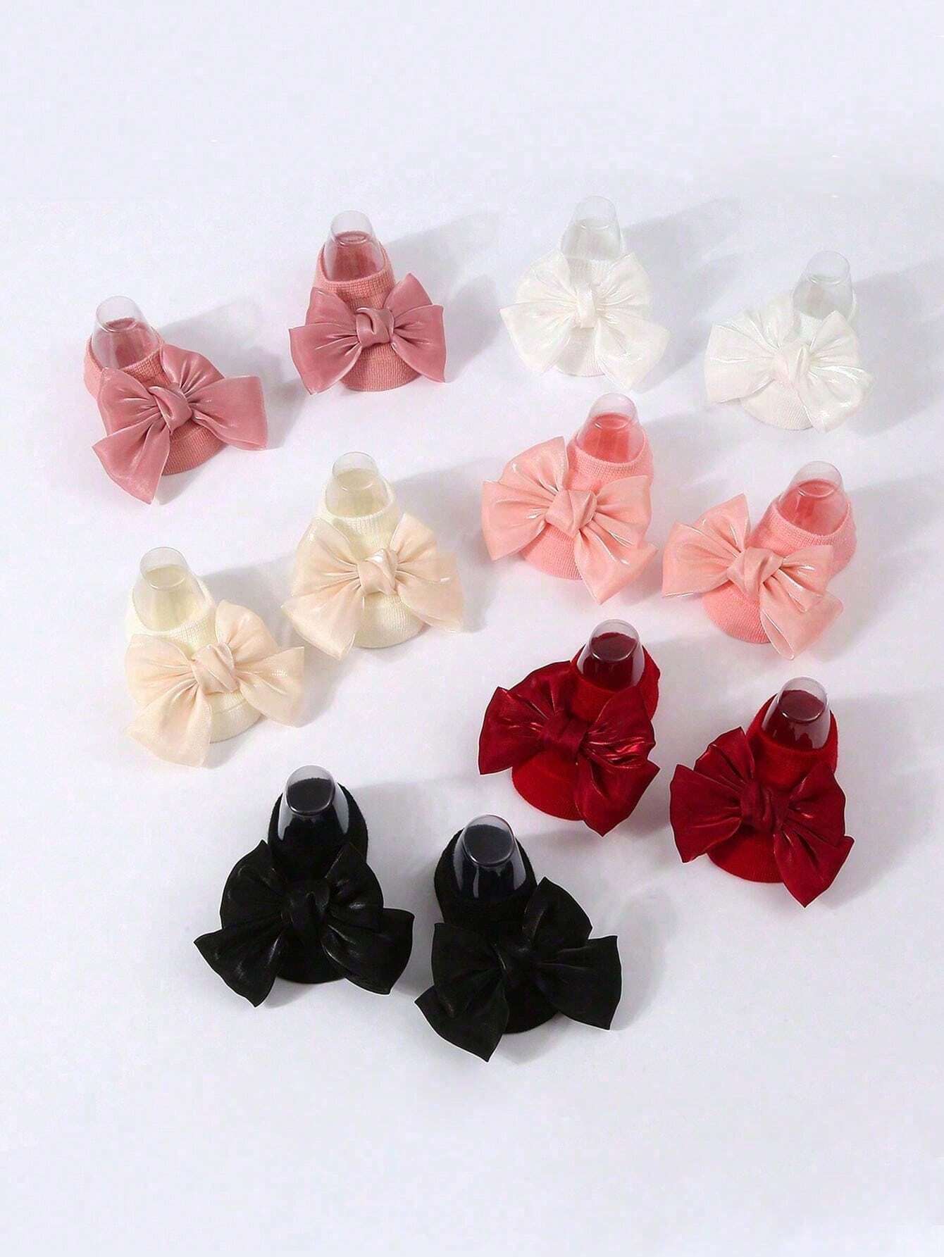 Buy SHEIN 6pairs Infant Baby Bowknot Princess Socks, Anti-Slip Crew Socks in Pakistan