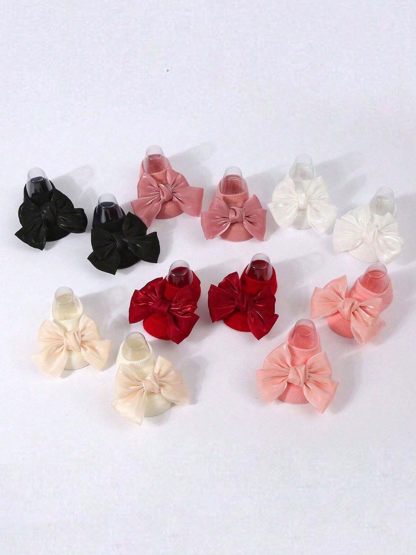 Buy SHEIN 6pairs Infant Baby Bowknot Princess Socks, Anti-Slip Crew Socks in Pakistan