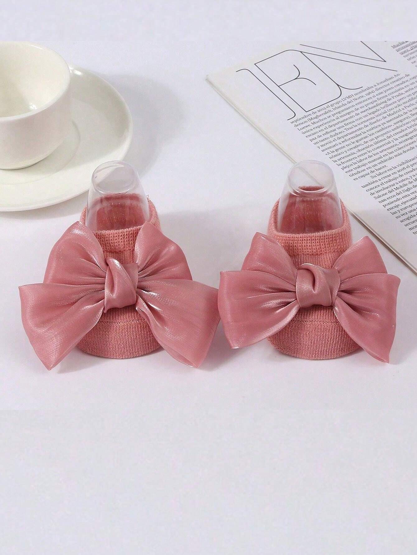 Buy SHEIN 6pairs Infant Baby Bowknot Princess Socks, Anti-Slip Crew Socks in Pakistan