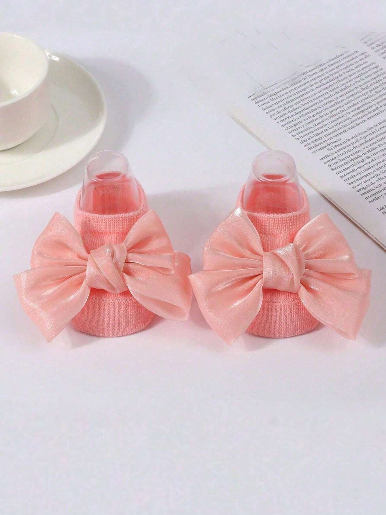Buy SHEIN 6pairs Infant Baby Bowknot Princess Socks, Anti-Slip Crew Socks in Pakistan