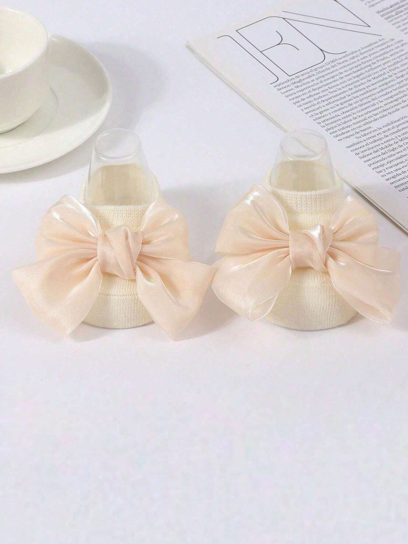 Buy SHEIN 6pairs Infant Baby Bowknot Princess Socks, Anti-Slip Crew Socks in Pakistan