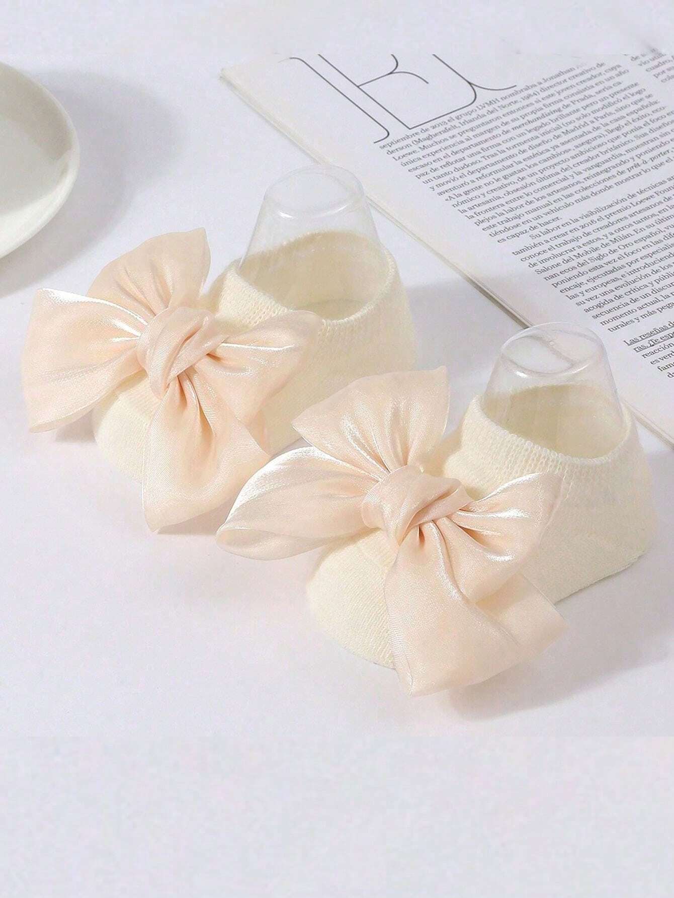 Buy SHEIN 6pairs Infant Baby Bowknot Princess Socks, Anti-Slip Crew Socks in Pakistan