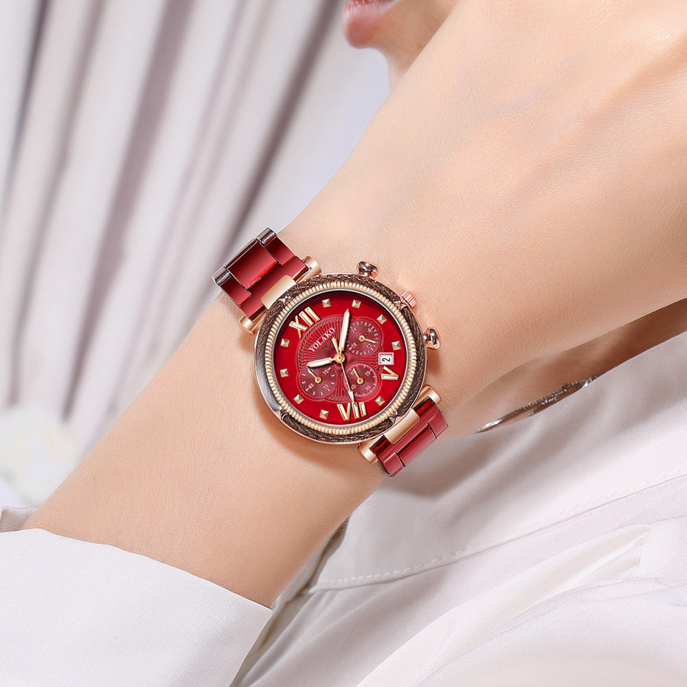 Buy Michael Kors Mini Parker Red Dial Red Leather Strap Ladies Watch - Mk6451 in Pakistan