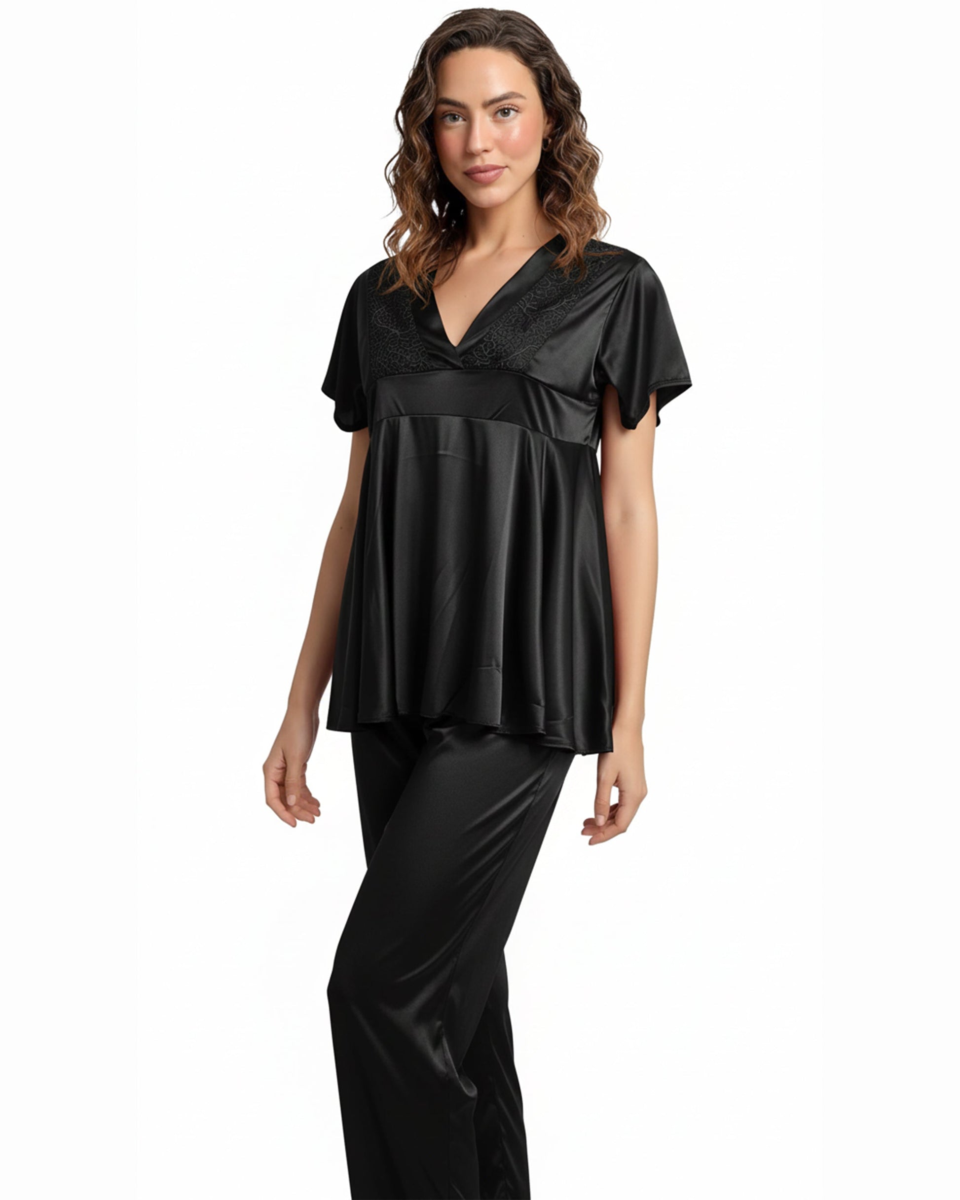Buy Sajiero Silk PJ Set - Silk Ease - Black in Pakistan