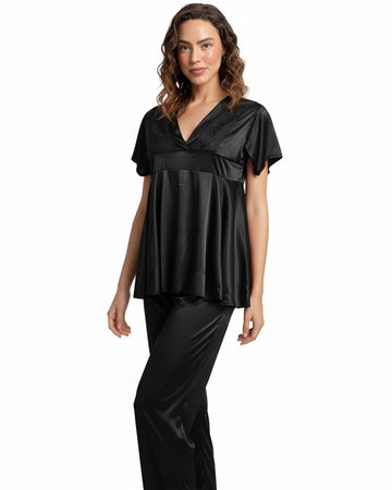 Buy Sajiero Silk PJ Set - Silk Ease - Black in Pakistan