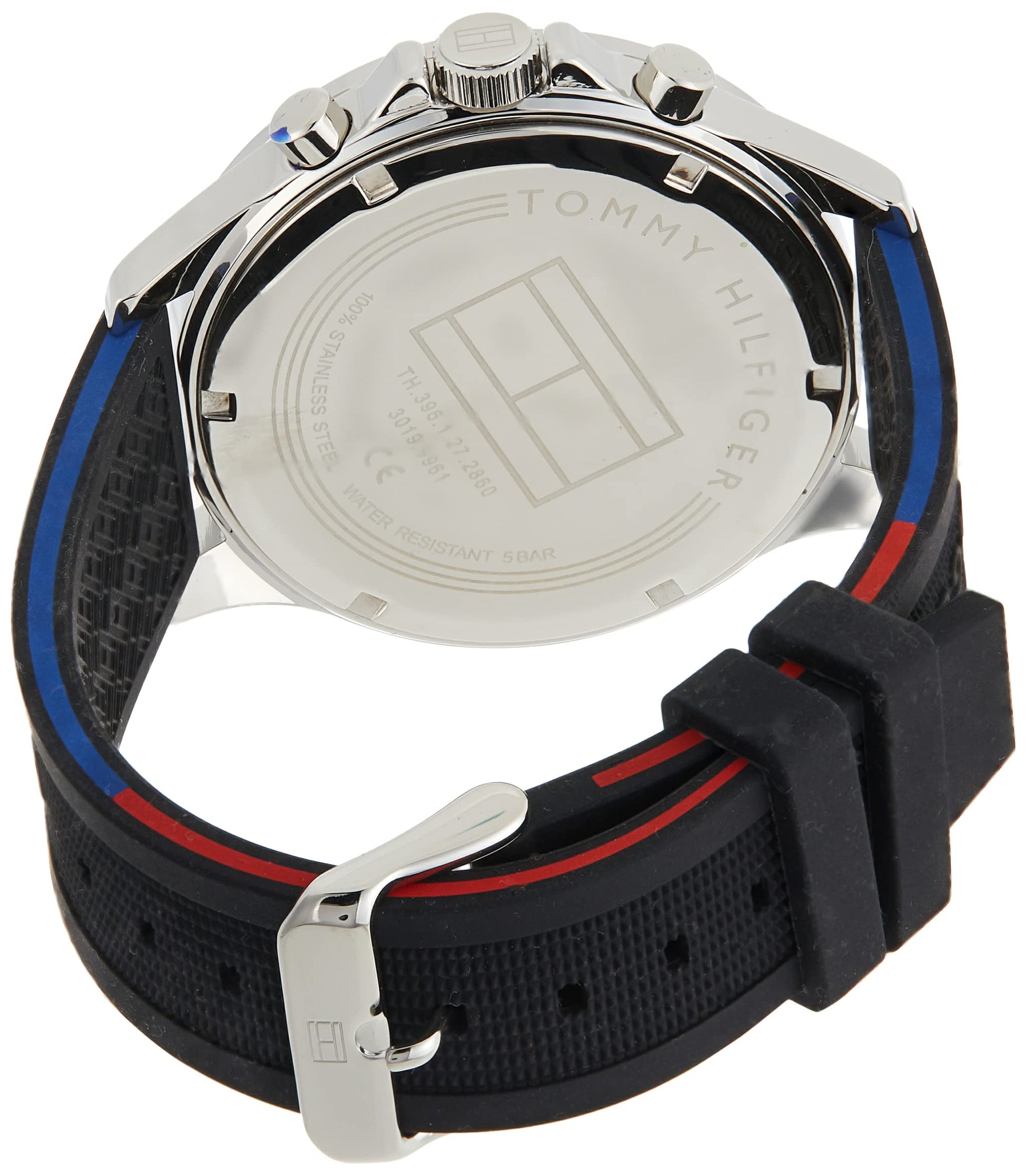 Buy Tommy Hilfiger Mens Quartz Silicone Strap Black Dial 46mm Watch - 1791724 in Pakistan