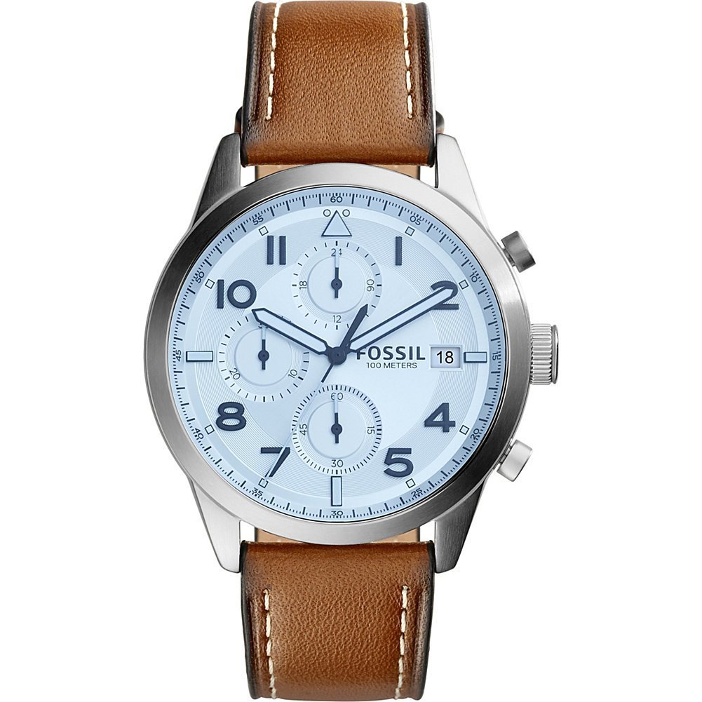 Buy Fossil Men's Chronograph Quartz Leather Strap Silver Dial 44mm Watch FS5169 in Pakistan