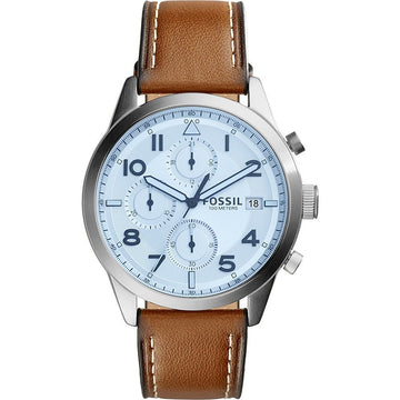Buy Fossil Men's Chronograph Quartz Leather Strap Silver Dial 44mm Watch FS5169 in Pakistan