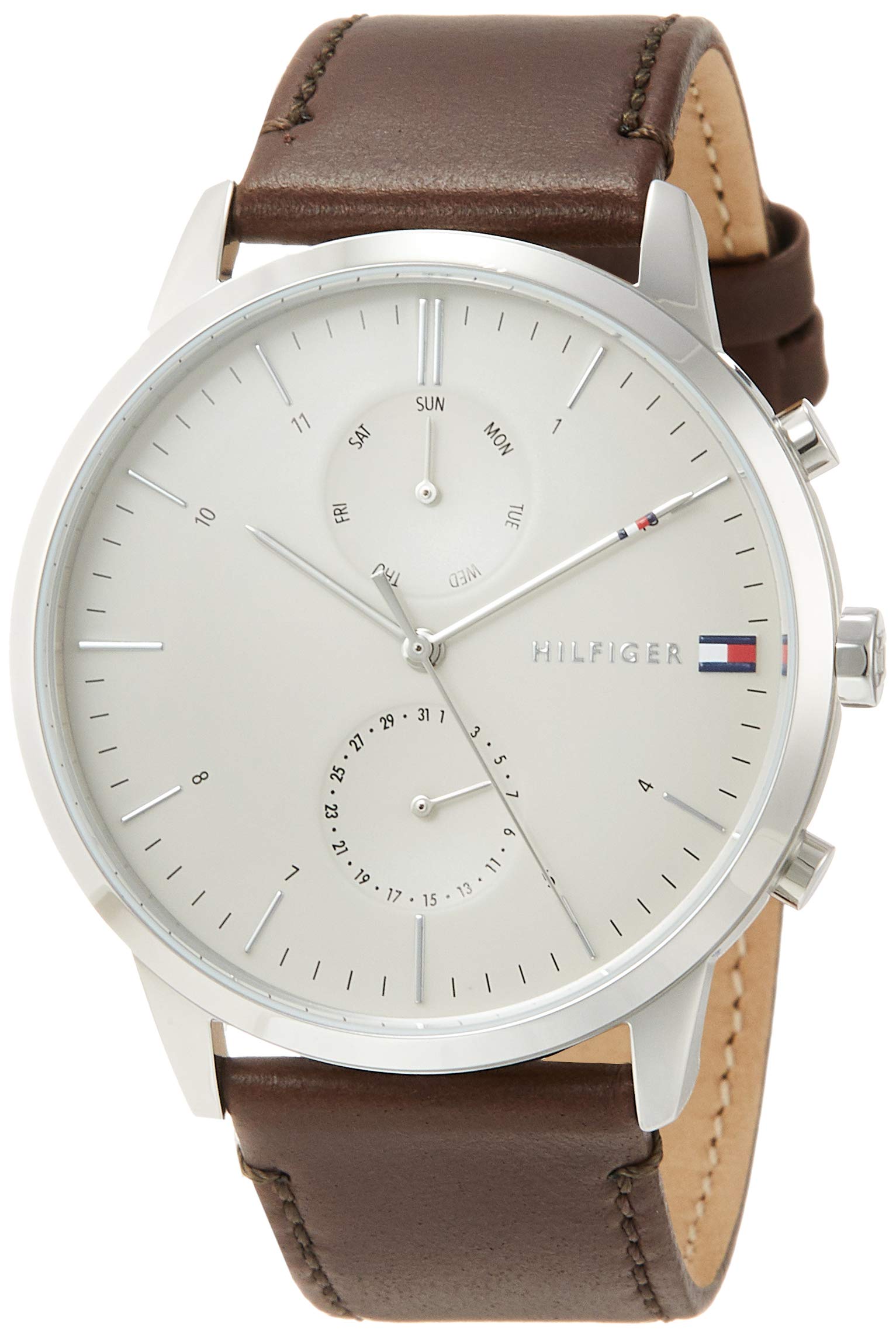 Buy Tommy Hilfiger Evan White Dial Brown Leather Strap Watch for Men - 1710404 in Pakistan