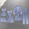 Buy Florea | 5pcs LONG SILK NIGHTY SET in Pakistan