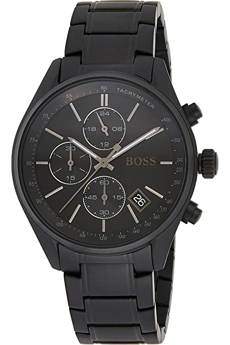 Buy Hugo Boss Mens Chronograph Quartz Leather Strap Black Dial 44mm Watch - 1513474 in Pakistan