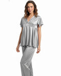 Buy Sajiero Silk PJ Set - Silk Ease - Silver in Pakistan