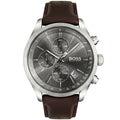Buy Hugo Boss Mens Chronograph Quartz Leather Strap Grey Dial 44mm Watch - 1513476 in Pakistan