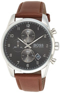 Buy Hugo Boss Mens Quartz Brown Leather Strap Grey Dial 44mm Watch - 1513787 in Pakistan