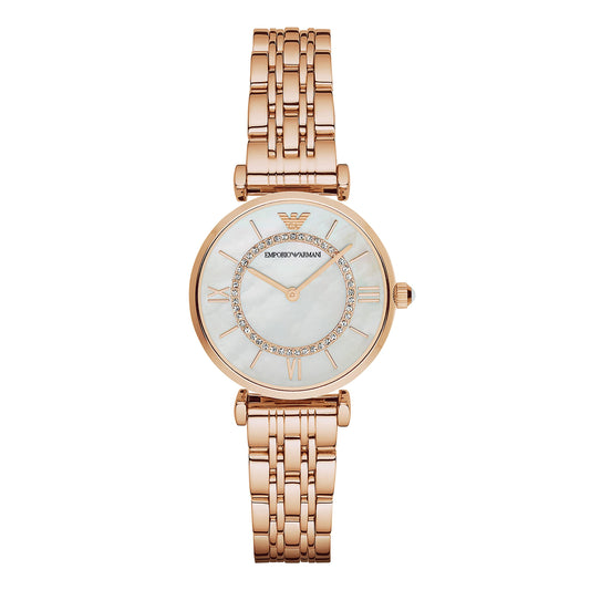Buy Emporio Armani Gianni T Bar White Dial Rose Gold Steel Strap Watch for Women - AR11244 in Pakistan