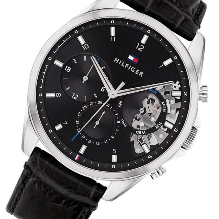 Buy Tommy Hilfiger Mens Quartz Leather Strap Black Dial 44mm Watch - 1710449 in Pakistan