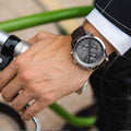 Buy Hugo Boss Mens Chronograph Quartz Leather Strap Grey Dial 44mm Watch - 1513476 in Pakistan