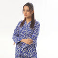 Buy Sajiero Mat Daisy Linen Pajama Suit with Scrunchie in Pakistan