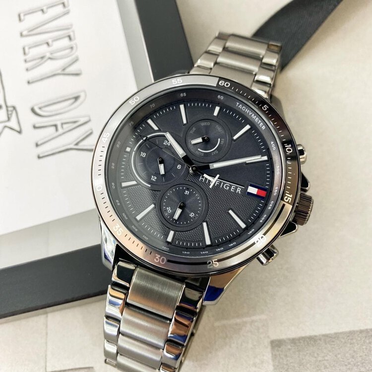 Buy Tommy Hilfiger Mens Quartz Stainless Steel Gray Dial 46mm Watch - 1791719 in Pakistan
