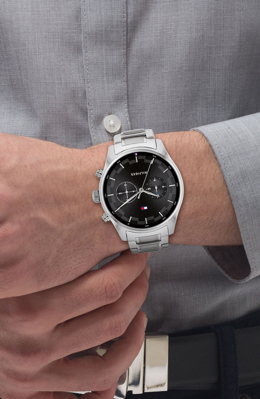 Buy Tommy Hilfiger Mens Quartz Stainless Steel Black Dial 44mm Watch - 1791485 in Pakistan