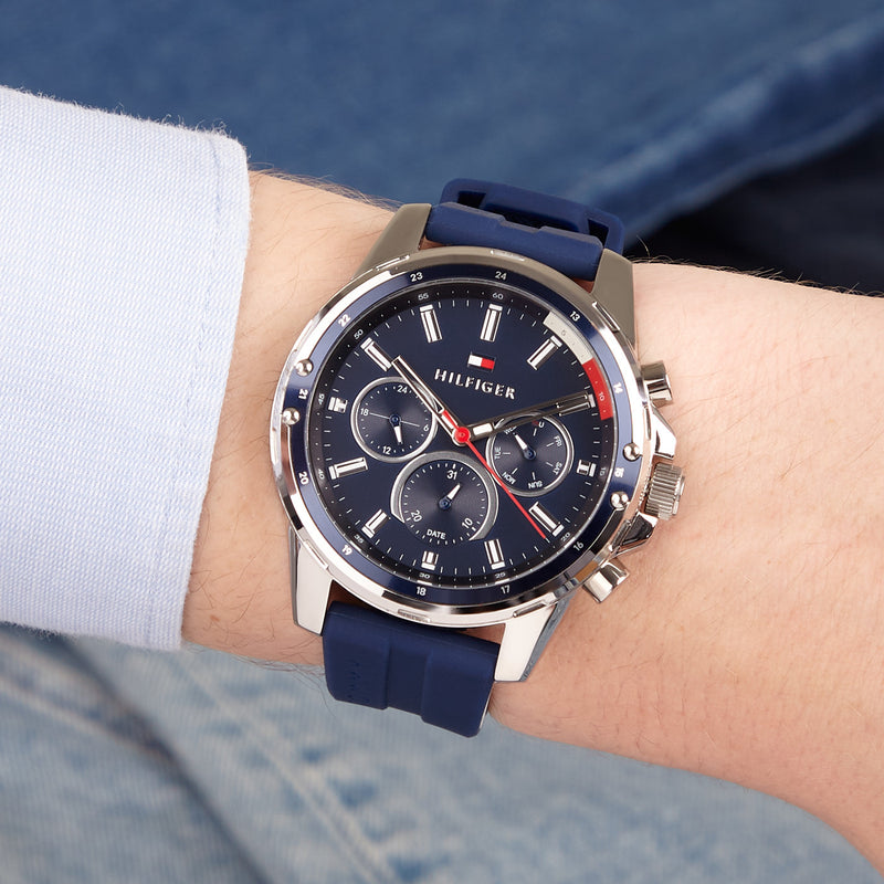 Buy Tommy Hilfiger Mens Quartz Silicone Strap Blue Dial 45mm Watch - 1791791 in Pakistan