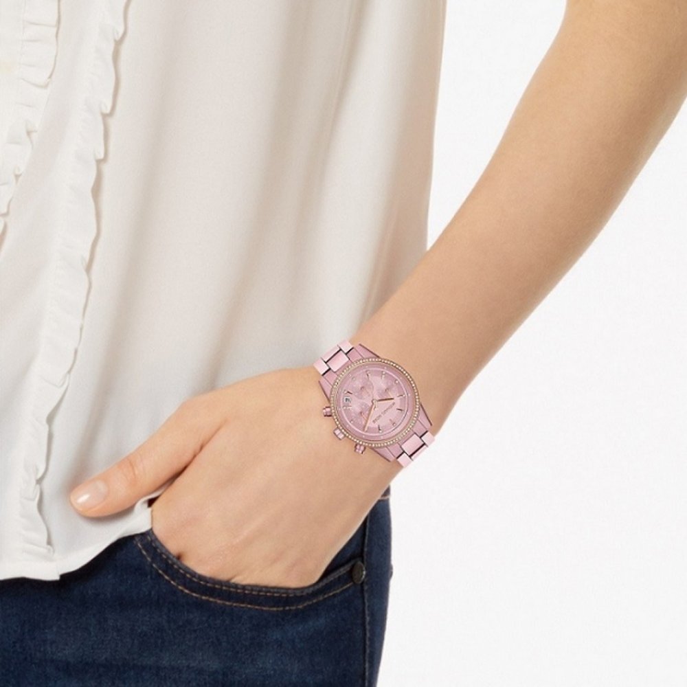 Buy Michael Kors Ritz Chronograph Pink Aluminium Watch for Women - Mk6753 in Pakistan