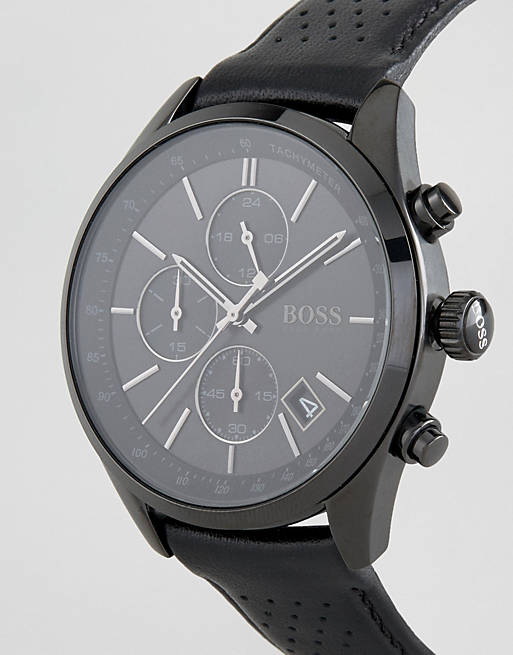 Buy Hugo Boss Mens Chronograph Quartz Leather Strap Black Dial 44mm Watch - 1513474 in Pakistan