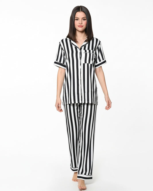 Buy Sajiero Linen Pajama Suit - Bold Stripes in Pakistan