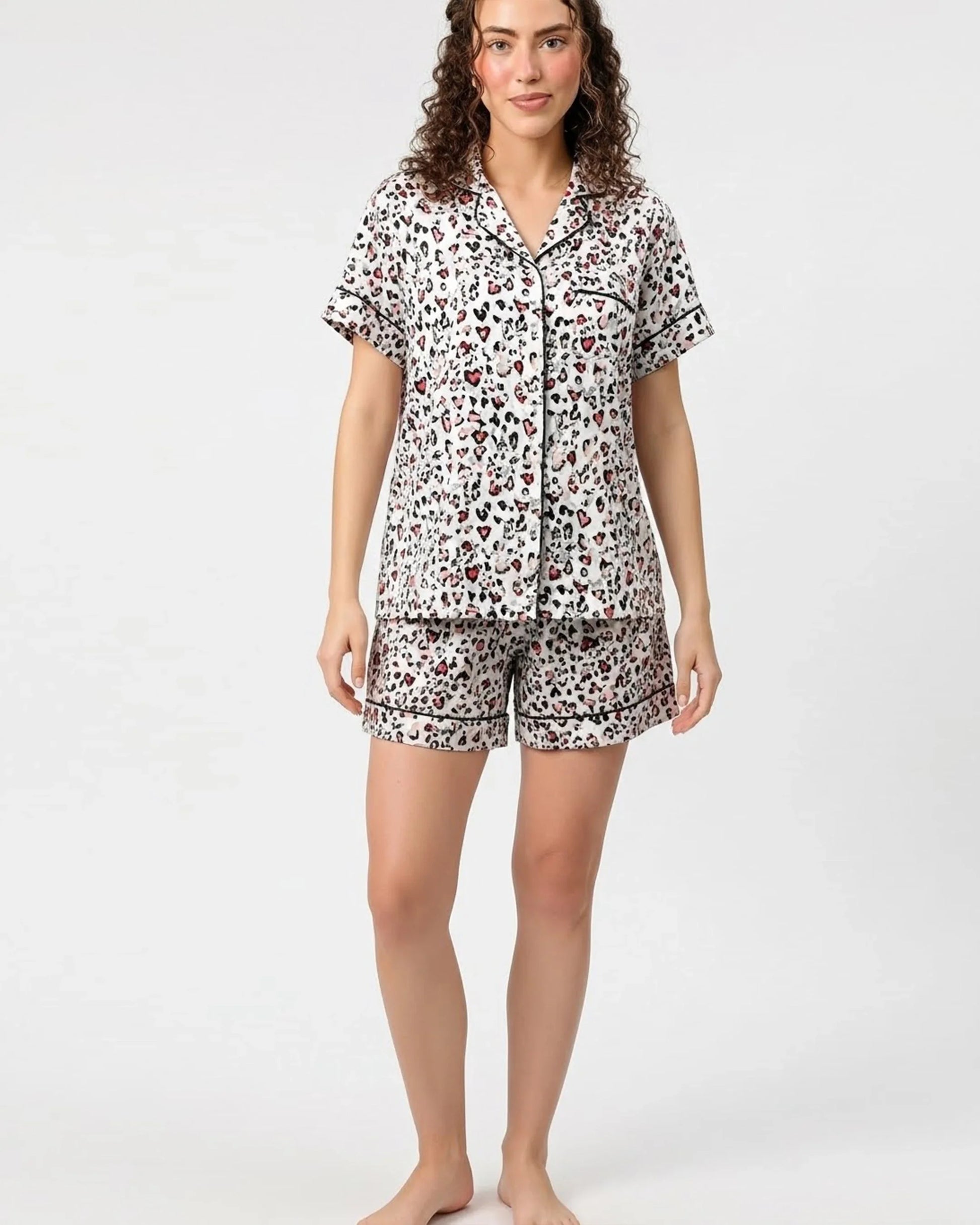 Buy Sajiero Silk PJ Set with Scrunchies - Snow Leopard in Pakistan