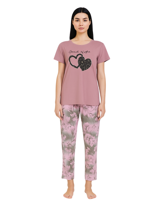 Buy Sajiero Cotton PJ Set - Blush Bond in Pakistan