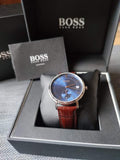 Buy Hugo Boss Grand Corporal Blue Dial Brown Leather Strap Watch for Men - 1513639 in Pakistan