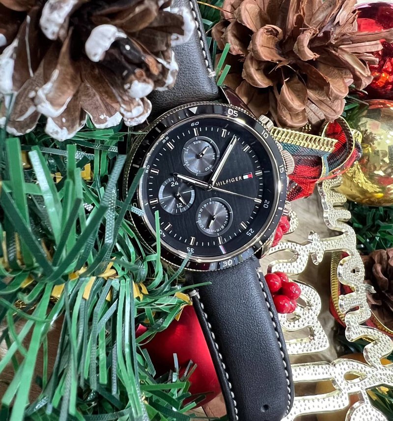 Buy Tommy Hilfiger Mens Quartz Leather Strap Black Dial 44mm Watch - 1791836 in Pakistan