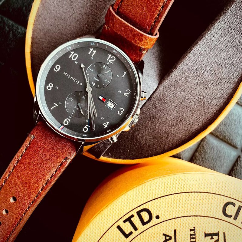 Buy Tommy Hilfiger Mens Quartz Leather Strap Grey Dial 44mm Watch - 1791710 in Pakistan