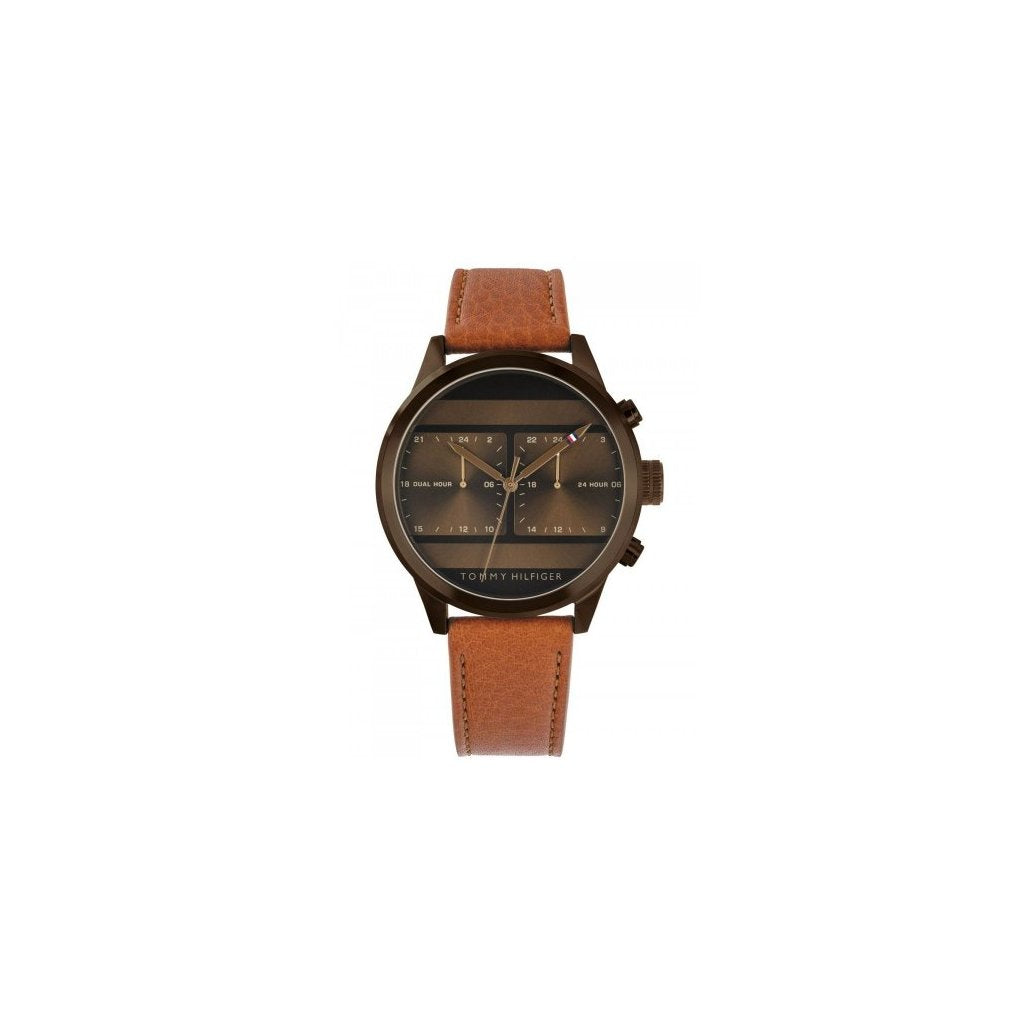 Buy Tommy Hilfiger Mens Quartz Brown Leather Strap Brown Dial 44mm Watch - 1791594 in Pakistan