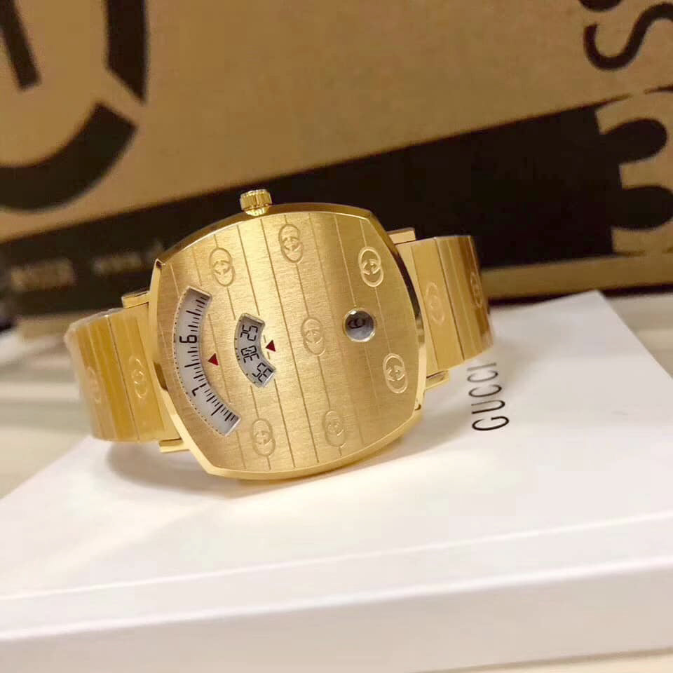 Buy Gucci Grip Gold Dial Gold Stainless Steel Strap Watch for Men - YA157409 in Pakistan