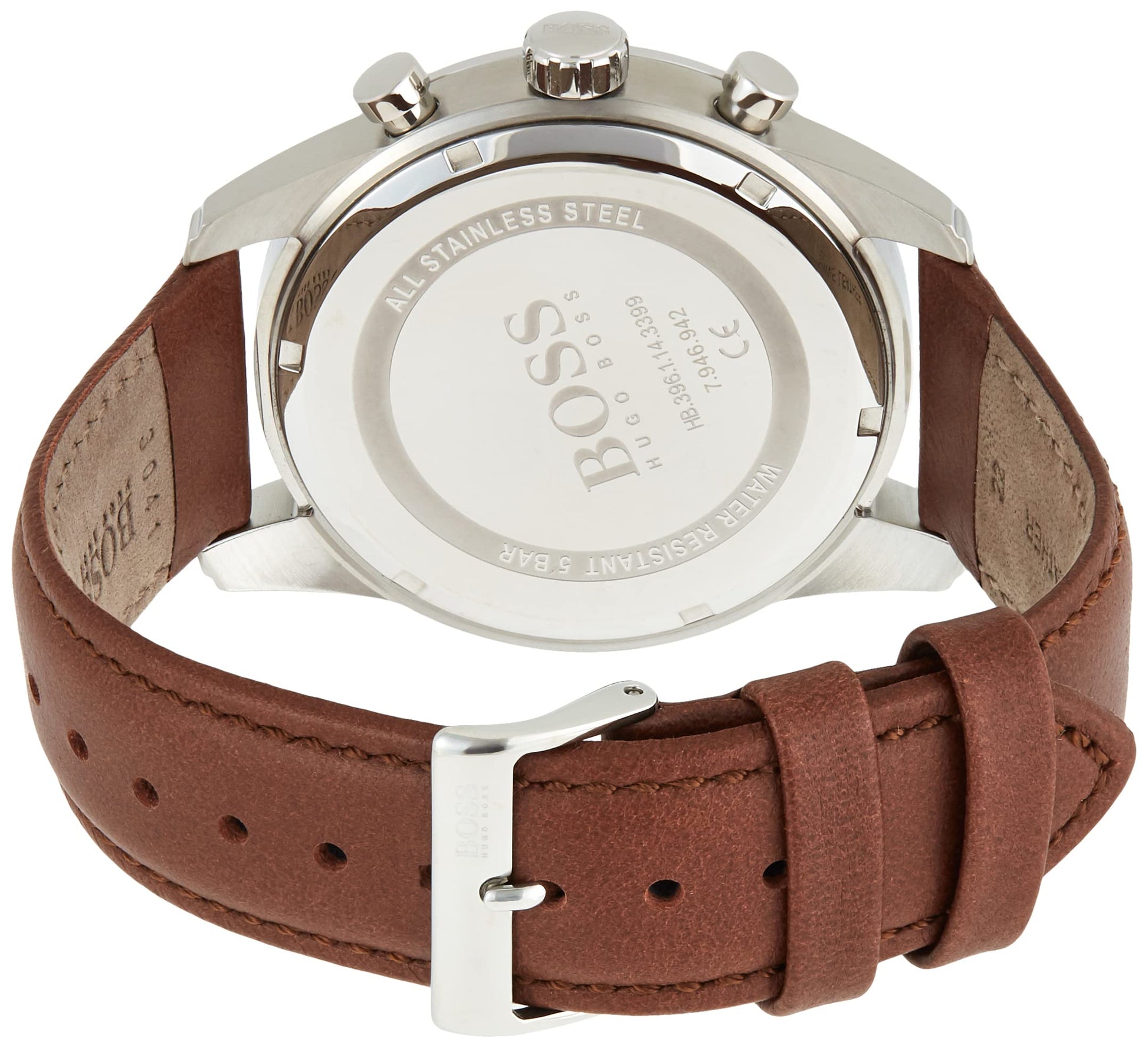 Buy Hugo Boss Mens Quartz Brown Leather Strap Grey Dial 44mm Watch - 1513787 in Pakistan